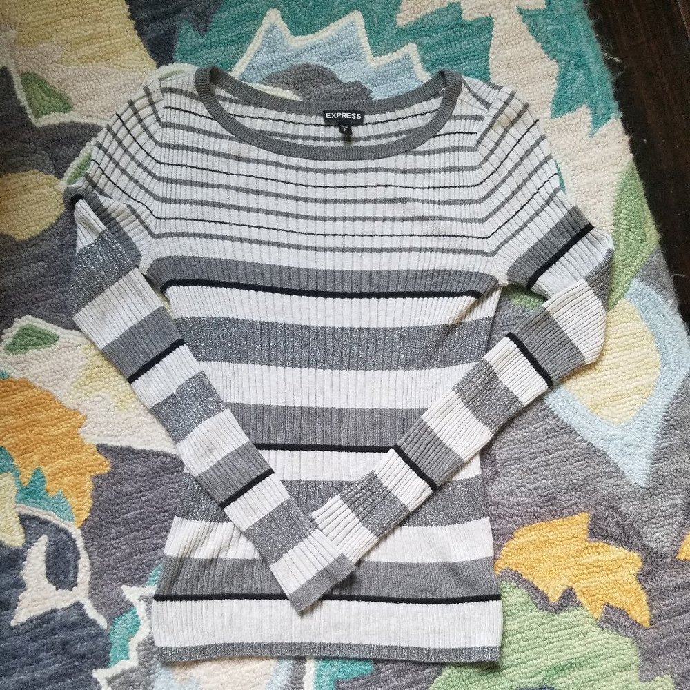 Striped Ribbed Fitted Sweater